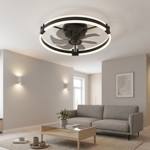 Nuovo Ventilatore da Soffitto per Camera da Letto con Luce a 5 Pale <span class=keywords><strong>LED</strong></span>, Design Moderno in Acrilico, Telecomando, Confezione Compatta, OEM, Vendita all'Ingrosso - Product Image 1