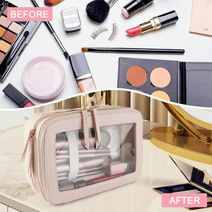 Tùy Chỉnh Rõ Ràng Trang Điểm Túi Nữ PVC Trong Suốt PU Trang Điểm Bàn Chải Vẻ Đẹp Chăm Sóc Da Pouch Mỹ Phẩm Vệ Sinh Cá Nhân Túi - Product Image 4