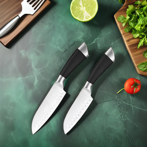 Couteau de <span class=keywords><strong>cuisine</strong></span> classique Santoku Cleaver de 5 pouces <span class=keywords><strong>lame</strong></span> en acier inoxydable tranchante avec outil de coupe à poignée creuse jetable à poignée souple - Product Image 6