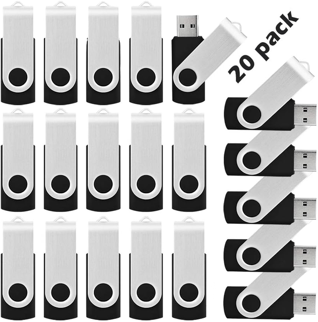 16GB 32GB 64GB 128GB  USB 2.0 Metal Flash Drive  Bulk Swivel for Data Storage Black