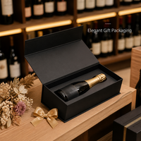 Boîte cadeau rectangulaire noire mate recyclable de petite taille, adaptée aux bouteilles de champagne courtes XS, emballage de vente au détail, vente en gros depuis l'usine