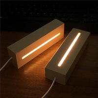 Support en bois massif acrylique pour lampe Led, support de bricolage en bois massif, blanc chaud, vente en gros, 5 pièces