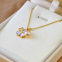 Collier de luxe en cuivre plaqué or 18 carats Yiwu, bijoux trèfle, perles, pendentif fleur en zircon pour femme, chaîne étanche