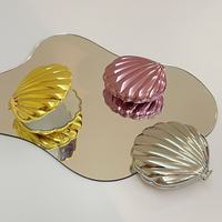 Miroir de maquillage pliable double face au design coquillage coloré, compact, portable, miroir de beauté cosmétique tendance pour femmes, idéal pour les voyages