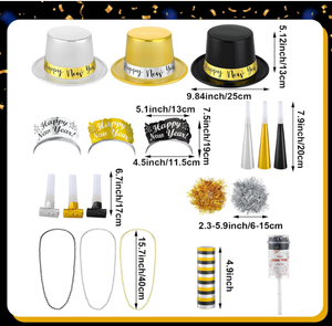 Chapeaux en papier scintillants pour le Nouvel An, diadèmes, collier de perles, bracelet, cornes, bruits de fête, accessoires <span class=keywords><strong>photo</strong></span> pour les jeux du Nouvel An, fournitures de fête - Product Image 3