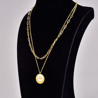 Collier en acier inoxydable double couche M Zibai Bei de style coréen pour femmes, populaire en ligne, luxe léger, sensation haut de gamme