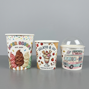High Quality 2oz 4oz 6oz 8oz Personalized Custom Food Grade Snack Packaging Container Bowl Ice Cream Yogurt Paper <b>Cup</b> With Lids - Product Image 4