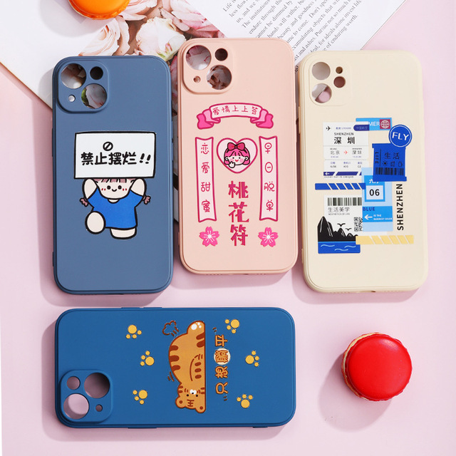 For Iphone TPU Mobile Phone Cases Cartoon Design Embossing Shockproof With Character Pattern
