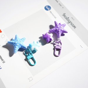 Cute Starfish Keychain with <b>Mini</b> Star Charm Ocean Style <b>Bag</b> Charm Summer Beach Backpack Ornament Earphone Pendant <b>Gift</b> Wholesale - Product Image 2