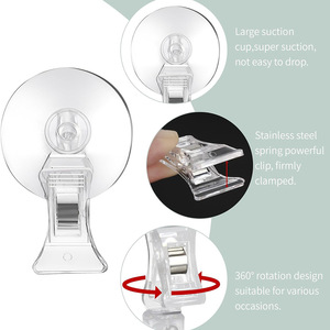Support publicitaire <span class=keywords><strong>à</strong></span> ventouse de 45 mm pour cartes de visite, avec pinces transparentes pour réfrigérateur, douche, aquarium - Product Image 4