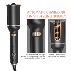 <span class=keywords><strong>Rizador</strong></span> <span class=keywords><strong>de</strong></span> <span class=keywords><strong>Pelo</strong></span> Automático Profesional Negro y Oro Rosa, <span class=keywords><strong>Rizador</strong></span> Giratorio <span class=keywords><strong>de</strong></span> Cerámica Iónica con 4 Ajustes <span class=keywords><strong>de</strong></span> Calor para Ondas <span class=keywords><strong>de</strong></span> Playa - Product Image 3