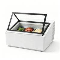 Petite vitrine à crème glacée en acier, congélateur commercial pour yaourt glacé et crème glacée, petit comptoir de congélation