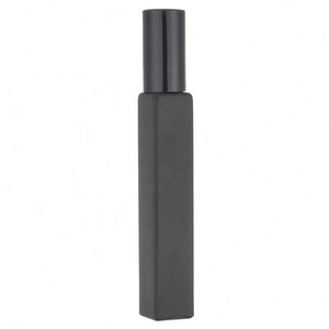 Empty Square Black Roller <b>Bottle</b> 10ml Essential Oil Glass Roll on <b>Bottle</b> With Steel Roller Ball - Product Image 1