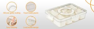 Portable 8 Compartment <b>Clear</b> Snack <b>Containers</b> Snackle Box Charcuterie <b>Container</b> Divided Serving Tray with Lid and Handle - Product Image 2
