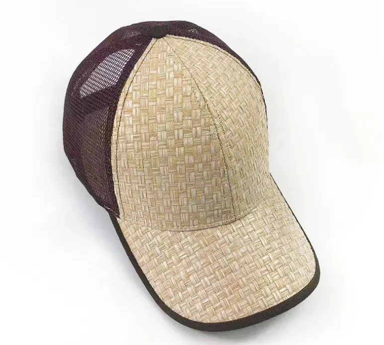 قبعة بيسبول صيفية من القش الشبكي من البلاستيك