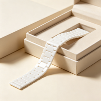 Bracelet de montre en céramique blanche de luxe, bracelet en céramique polie avec fermoir papillon pour montres intelligentes
