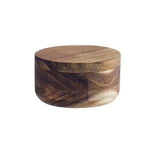 Acacia Wood Salt Cellar 2in1 Spice Jar Seasonings Storage Box Case Swivel Cover <strong>Kitchen</strong> Home Table Salts <strong>Herbs</strong> Pepper <strong>Container</strong> - Product Image 1