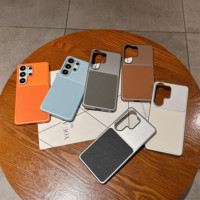 Étui de téléphone rigide en PC avec revêtement en cuir PU Litchi pour Samsung Galaxy S23 S24 S25FE S26 Ultra, style métallique au toucher doux, coque fine