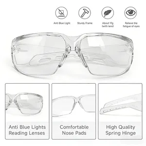 Gafas de Seguridad Transparentes Resistentes a los Arañazos, Gafas Envolventes de Policarbonato ANSI Z87.1 Resistentes a Impactos, Lentes Transparentes Antivaho HM10 - Product Image 5