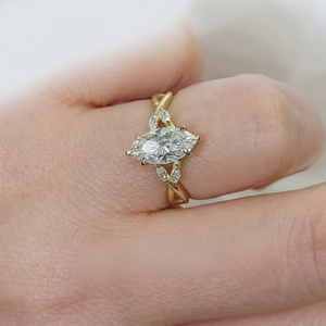 Gorgeous Marquise Cut Diamond Solitaire Crossover <b>Ring</b> Lab Grown 2.02CT With 14K Solid Gold Engagement Party Gift For Girlfriend - Product Image 1