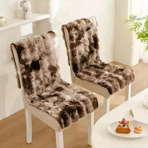 Cojines para silla de imitación de piel de conejo, 45x135cm, felpa suave, antideslizante, para dormitorio, estudio, funda para silla, rectángulo, Tie Dye, café - Product Image 1