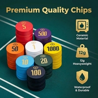 Jetons de poker en céramique 12g 43mm, poids standard casino, imperméables, résistants aux rayures, non toxiques, écologiques, ne se décolorent pas