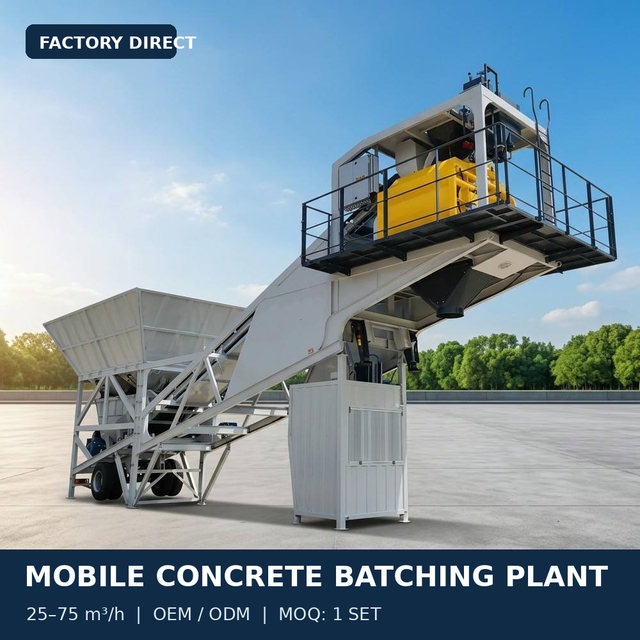 Mobile Concrete Batching Machine with Full-automatic Control System and High Production Efficiency for Construction Projects