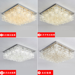 Lámpara de Techo LED Nórdica Moderna y Minimalista Personalizada, Diseño de Concha Marina de Cristal para Sala de Estar y Dormitorio, Directo de Fábrica - Product Image 2