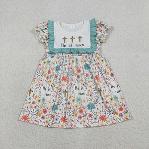 En Stock: Ropa a juego para niñas con estampado de flores cruzadas para Pascua - Product Image 2