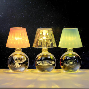 Petite <span class=keywords><strong>lampe</strong></span> de nuit LED en verre lumineux, <span class=keywords><strong>lampe</strong></span> de table mignonne pour chambre à coucher, ambiance créative, planète sculptée en 3D à l'intérieur, fonctionne sur piles, bureau - Product Image 2