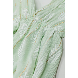 เดรสทรงมิดิแบบผูกคอ ลายใบไม้มิ้นท์ แต่งดิเทลลูเร็กซ์ - Product Image 4