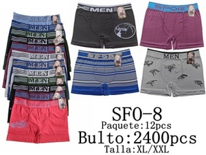 Sfo-8 Boxer da uomo 100% cotone a vita media a righe traspiranti in maglia per adulti taglia L - Product Image 1