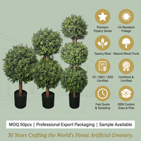 Arbre Topiaire Artificiel en Buis, Design Multi-Boules, Feuillage Réaliste en PE, Décoration Intérieure/Extérieure, Pot en Plastique Stable, Plusieurs Tailles