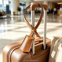 Étiquette de bagage en cuir PU personnalisée avec initiale et logo, étiquette de sac de voyage multicolore