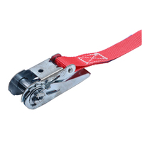Sangle de fixation de cargaison professionnelle pour transport industriel, sans fin, 1 pouce, rouge, avec boucle à cliquet en zinc personnalisée, en polyester