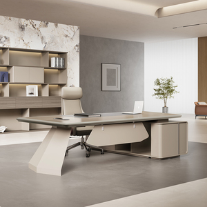 Modular Wooden Panel Escritorio De Oficina De Lujo En L <strong>Table</strong> Work Ergonomic Office Ceo Boss Manager Desks Side Cabinet Drawer - Product Image 1