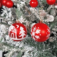 Hong Kong Love Christmas Baubles Mewah 3cm PET Set Kotak Hadiah Dekoratif Natal Ornamen Pohon Natal Kreatif yang Dicat untuk Pesta