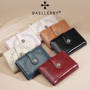 Baellerry Women's <b>Wallet</b> Pu Leather Snap Button Zipper Card <b>Holder</b> 4 Inch Black Hollow Design Everyday Use - Product Image 3