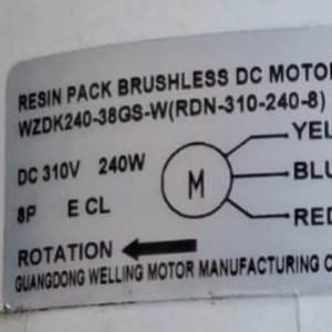 มอเตอร์ดีซี Wzdk240 38Gs W Rdn 310 240 8 สำหรับเครื่องปรับอากาศส่วนกลาง ป้องกันฝุ่น กระแสไฟต่อเนื่อง 3A - Product Image 4