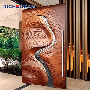 <span class=keywords><strong>Porte</strong></span> d'entrée pivotante en bois grainé gravé en 3D, de sécurité renforcée, antivol, pour hôtel de luxe RICHOCEAN - Product Image 2