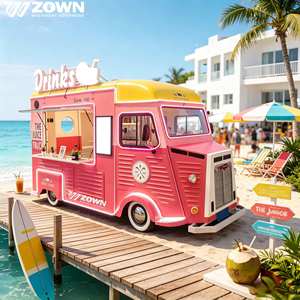 ZOWN Customized Color Juice Truck Electric Mobile Food Cart Awning Serving Windows Stainless Steel Construction for Pizza - Product Image 1