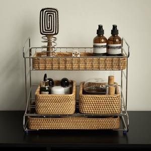 ตะกร้าเก็บของหลายชั้นสำหรับแปรงเครื่องสำอางโต๊ะเครื่องแป้งเดสก์ท็อป 304 ถาดสแตนเลสสตีลแบบทอขนาดใหญ่ขนาดกลาง - Product Image 1