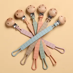 Wooden Silicone Hotsale Pacifier Clip Silicone Baby Pacifier Teether Clip Chain
