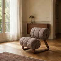 Boucle-Akzentstuhl Moderner Loungesessel Massivholzrahmen Wohnzimmermöbel Italienischer Stil Sessel für Zuhause Hotel Villa