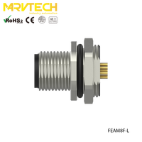 Marvtech M12 8 broches mâle montage sur panneau avant connecteur étanche connecteurs de câble pc industriel