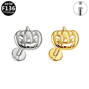 Boucles d'oreilles en titane, design hippocampe, citrouille, fleur, qualité médicale ASTM F136, pour piercing d'oreille - Product Image 4