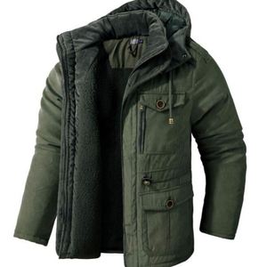 Veste en polaire d'hiver en gros pour hommes, à manches longues, avec fermeture éclair, décontractée, chaude, épaisse, unie, à capuche - Product Image 1