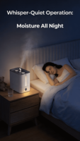 Humidificateur ultrasonique 9,5 L avec diffuseur, contrôle d'humidistat, aromathérapie, barre d'oxygène, silencieux (<36 dB), pour bébé et maison