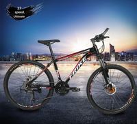 Vélo de montagne confortable pour homme adulte de 26 pouces, de haute qualité, tout-terrain, freins à double disque, amortisseur, cadre en acier carbone, 21 vitesses