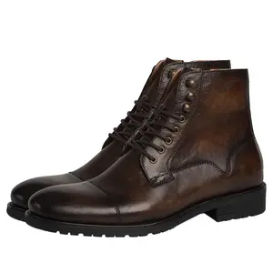 Botas informales para hombre, zapatos de cuero a la moda, botas Chelsea de invierno para hombre, botas OEM